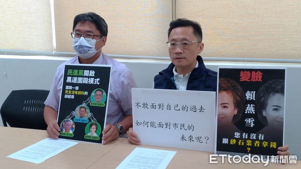 ▲國民黨南投縣黨部主委林儒彬(左)、副主委邱紹偉。(圖/記者高堂堯攝)