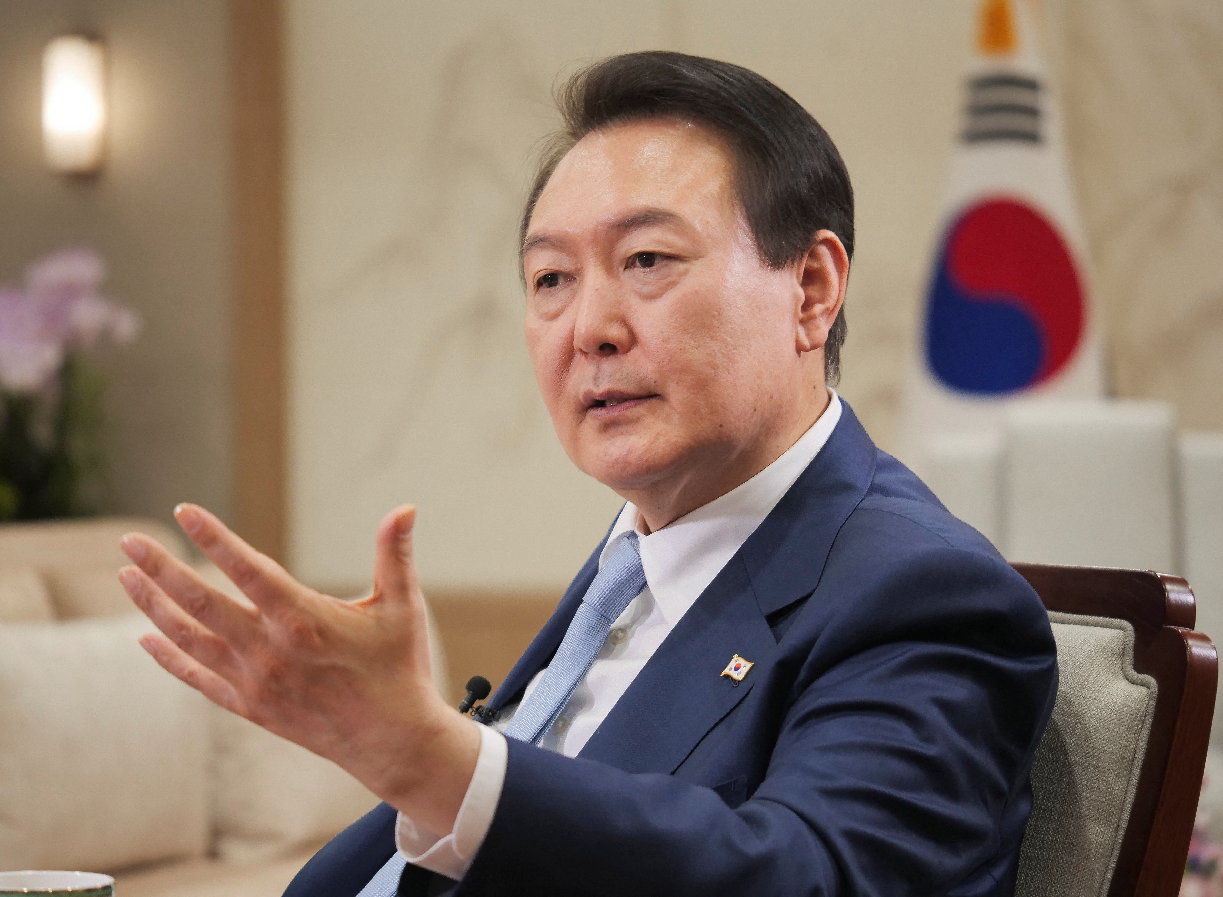 ▲▼南韓總統尹錫悅接受《路透社》專訪。（圖／路透）