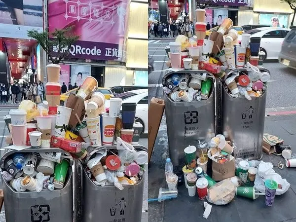 ▲▼台北路口「3層高」垃圾聖誕樹 她目睹:大家合力完成的。(圖/翻攝爆廢公社二館)