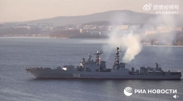 ▲俄海軍無畏級反潛驅逐艦薩波什尼科夫元帥號（舷號543）。（圖／翻攝RT微博）