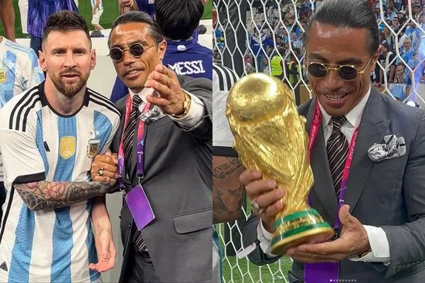 ▲▼網紅「灑鹽哥」硬拉梅西合照!用手拍打、亂親大力金盃。(圖/翻攝自IG/nusr_et)