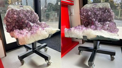 日寶石公司推出紫水晶椅子！　「表面全是超尖稜角」完全不敢坐啊
