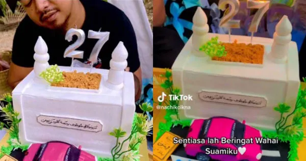 送「墳墓蛋糕」鼓勵丈夫戒菸,尪10天後突離世。(圖/翻攝自抖音)