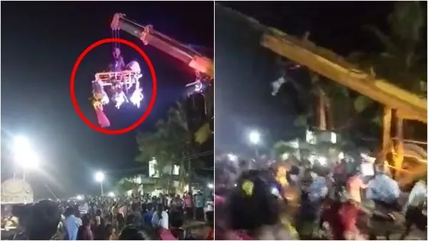 ▲▼部分信徒爬上吊車,導致翻覆死傷意外。(圖/翻攝推特)