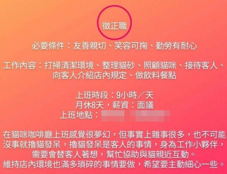 ▲▼台北貓咖啡廳「月休8天26.4K」他算時薪傻眼槓上　鄉民抓1點：違法了。（圖／翻攝PTT）