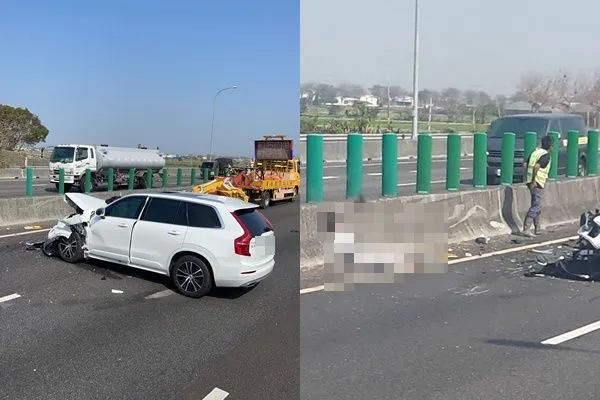 ▲▼ 國道1號北向247.3公里處斗南北地磅站今(20)日早上9時35分發生車禍。(圖/翻攝自記者爆料網)