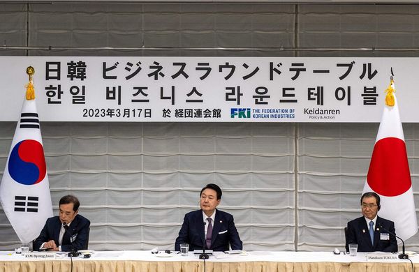 ▲▼南韓總統尹錫悅17日出席日韓商業圓桌會議。（圖／CFP）