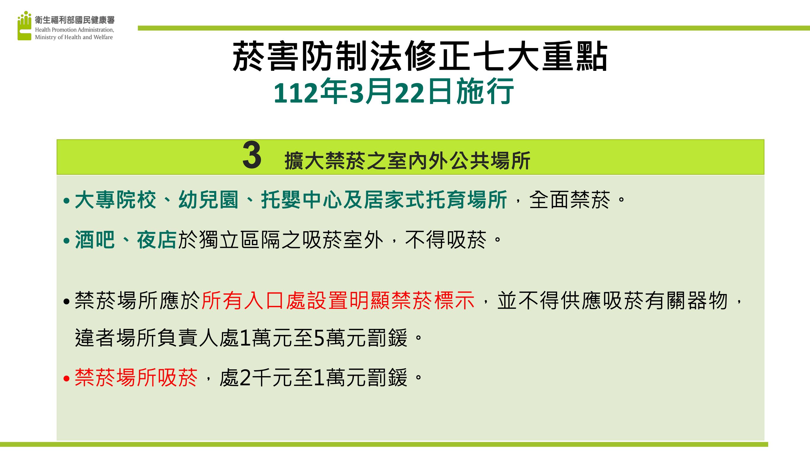 菸害防制法7大修法重點。（圖／國健署提供）