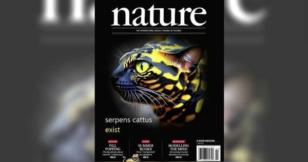 《自然》期刊的蛇貓假封面。