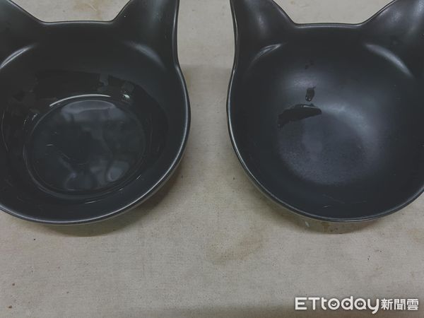 貓咪用黑碗喝水。（圖／飼主李御妍提供）
