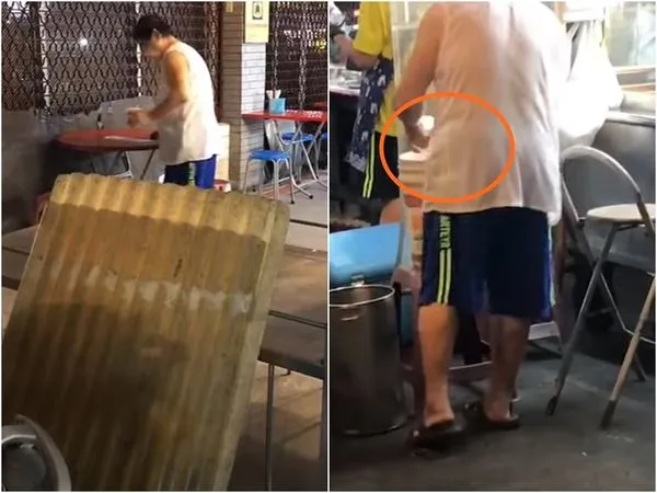 ▲▼夜市超噁豆花攤老闆「過水1秒」重複用塑膠杯 高雄衛生局勒令停業。(圖/翻攝記者爆料網)