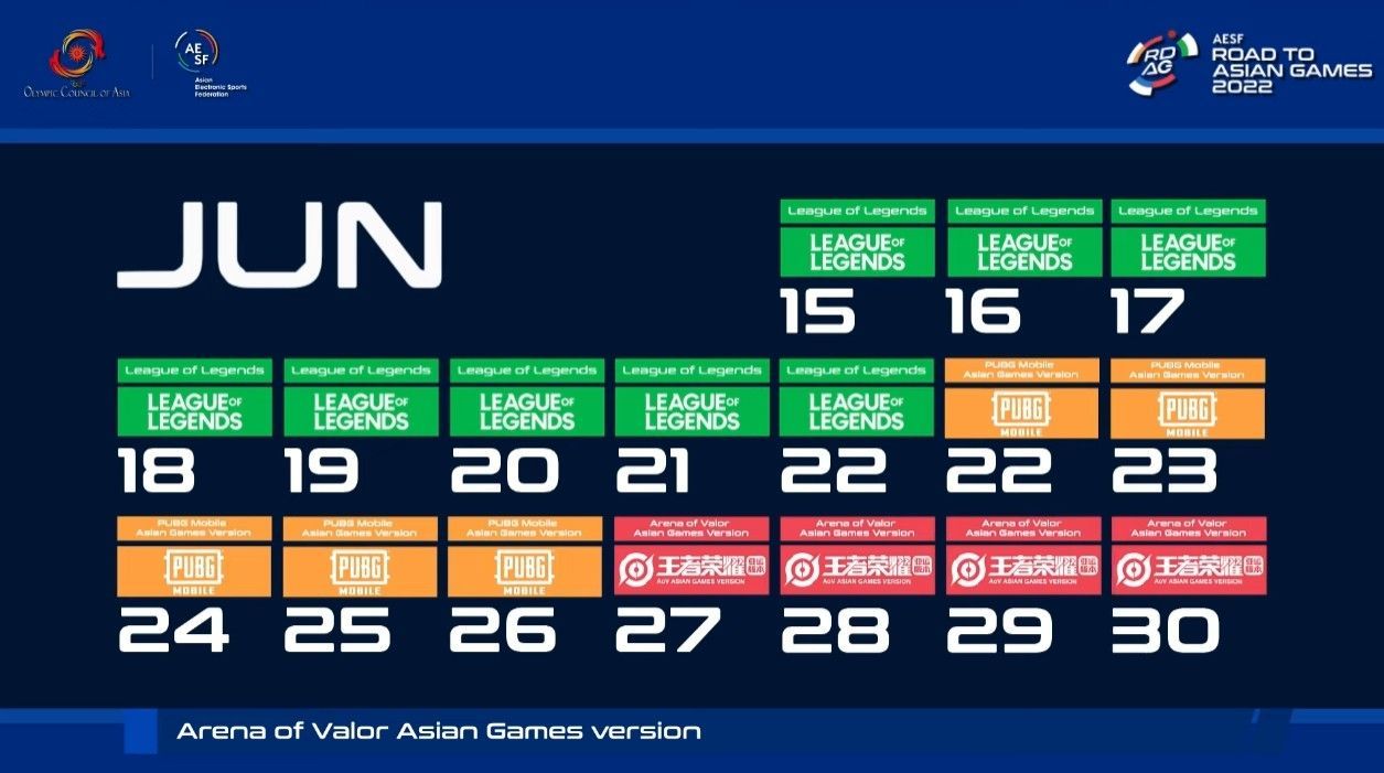 ▲▼「亞運征途」賽程表。（圖／翻攝自AESF）