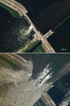 ▲▼烏克蘭新卡科夫卡水壩6日遭炸毀後潰堤。（圖／CFP）