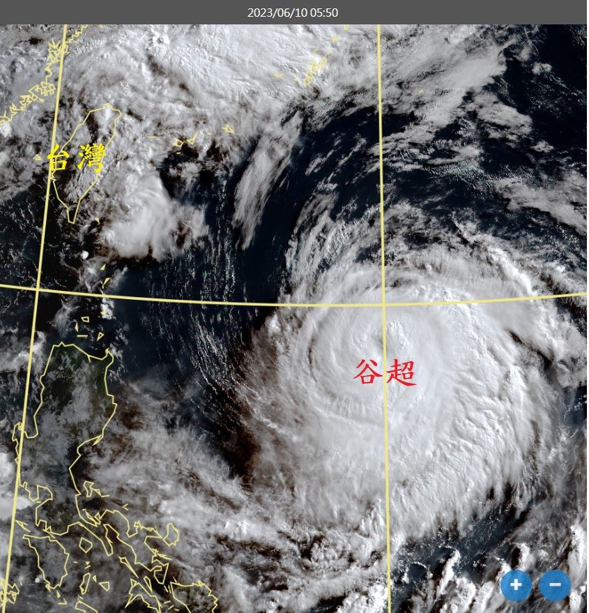 ▲▼谷超颱風最新路徑幾乎沿著東經130度北上。（圖／鄭明典）