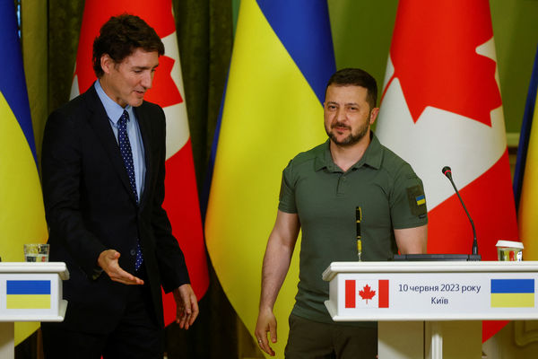 ▲▼加拿大總理杜魯道突然造訪烏克蘭，會晤澤倫斯基。（圖／路透）