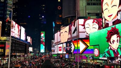 《鬼滅之刃》錢之呼吸！買紐約時代廣場電視牆回饋粉絲　九柱畫面亮起超震撼