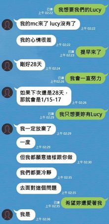 李男與Kolas約定好要生一個名為Lucy的孩子。(示意圖,對話重製)