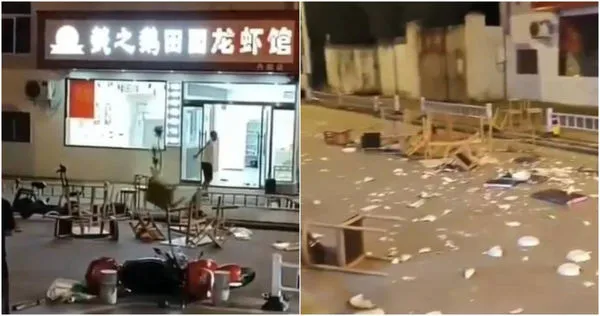 大陸一名餐廳老闆因生意差,一時情緒失控砸店發洩。(圖/擷取自微博)
