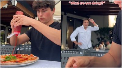 惡搞義大利人！他在披薩上「狂擠番茄醬」　店經理氣到抓起醬料瓶就扔