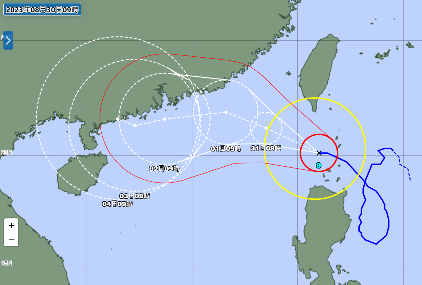 ▲▼日本氣象廳預估颱風蘇拉路徑。（圖／翻攝自日本氣象廳）