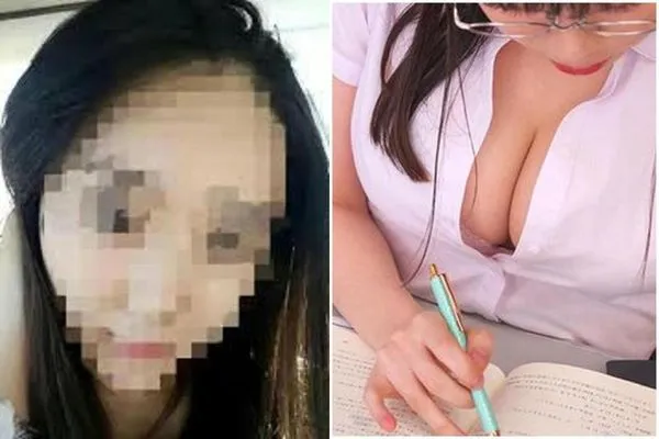 女老師在床上授課!遭老公爆2年內跟20多男開房,向上級舉報卻杳無音訊,左圖為網傳女老師本尊。(翻自微博+示意圖)
