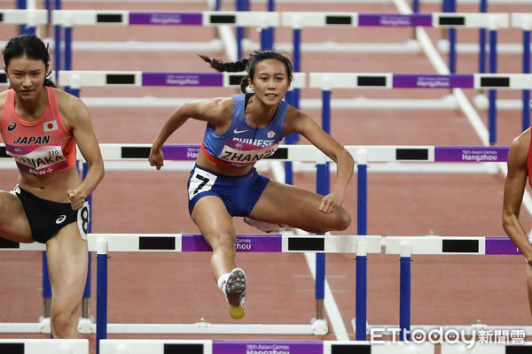▲亞運女子100公尺跨欄中華隊張博雅出賽。（圖／記者林敬旻攝）
