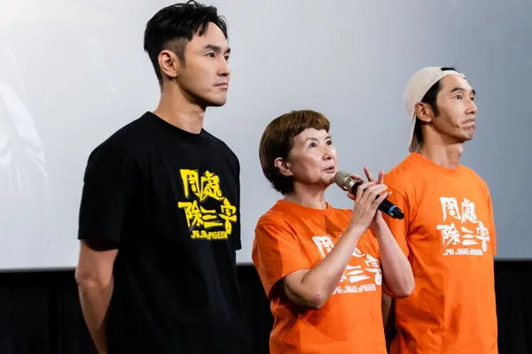 ▲《周處除三害》監製李烈率領主演阮經天、王淨、李李仁現身欣欣秀泰與影迷互動。(圖/一種態度電影股份有限公司提供)