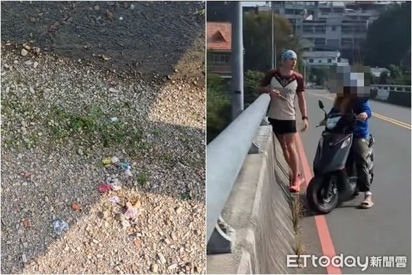▲▼跑山獸目擊埔里女騎士亂丟垃圾。(圖/民眾提供)