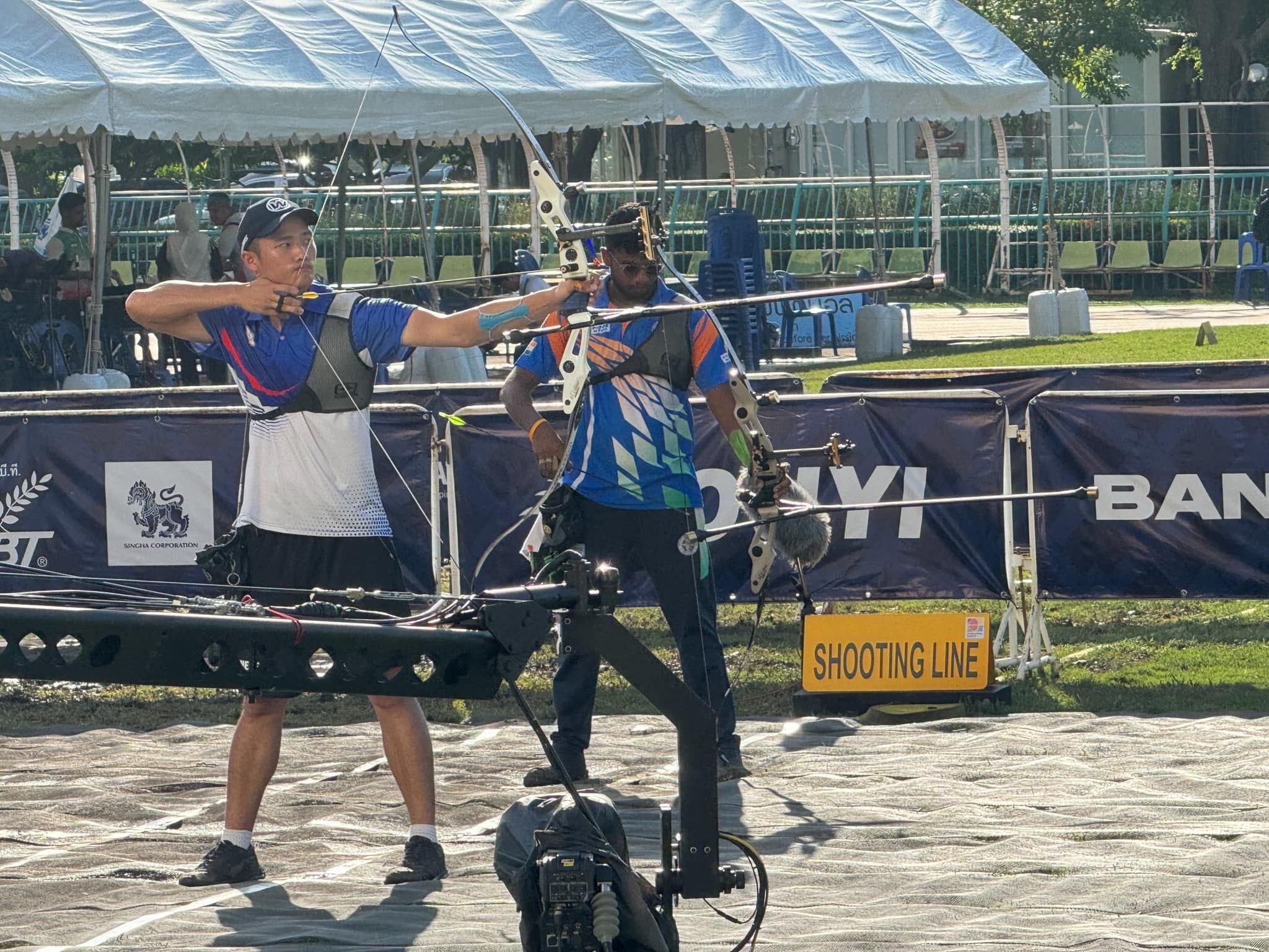 台灣射箭好手林子翔在泰國曼谷舉行的巴黎奧運資格賽摘金，替台灣提前搶下1張男子個人及混雙門票。（圖／翻攝自Facebook／中華民國射箭協會）