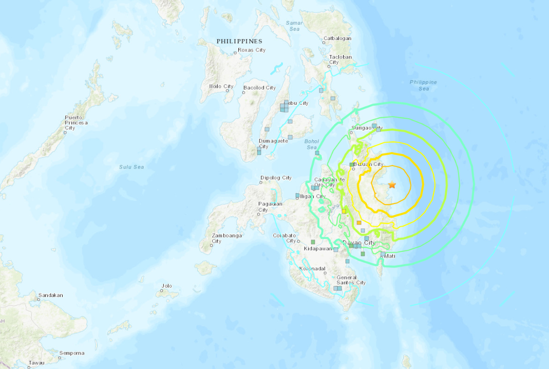 ▲▼快訊／菲律賓南方22:37規模7.6地震　日本發海嘯注意警報。（圖／USGS）