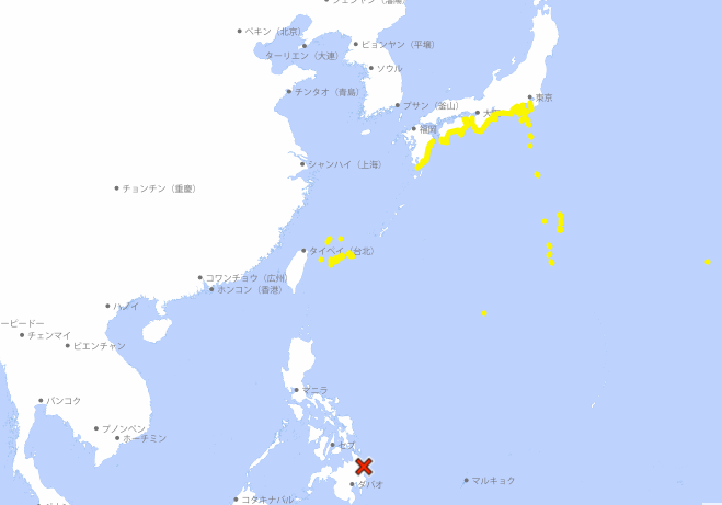 ▲▼快訊／菲律賓南方22:37規模7.6地震　日本發海嘯注意警報。（圖／USGS）