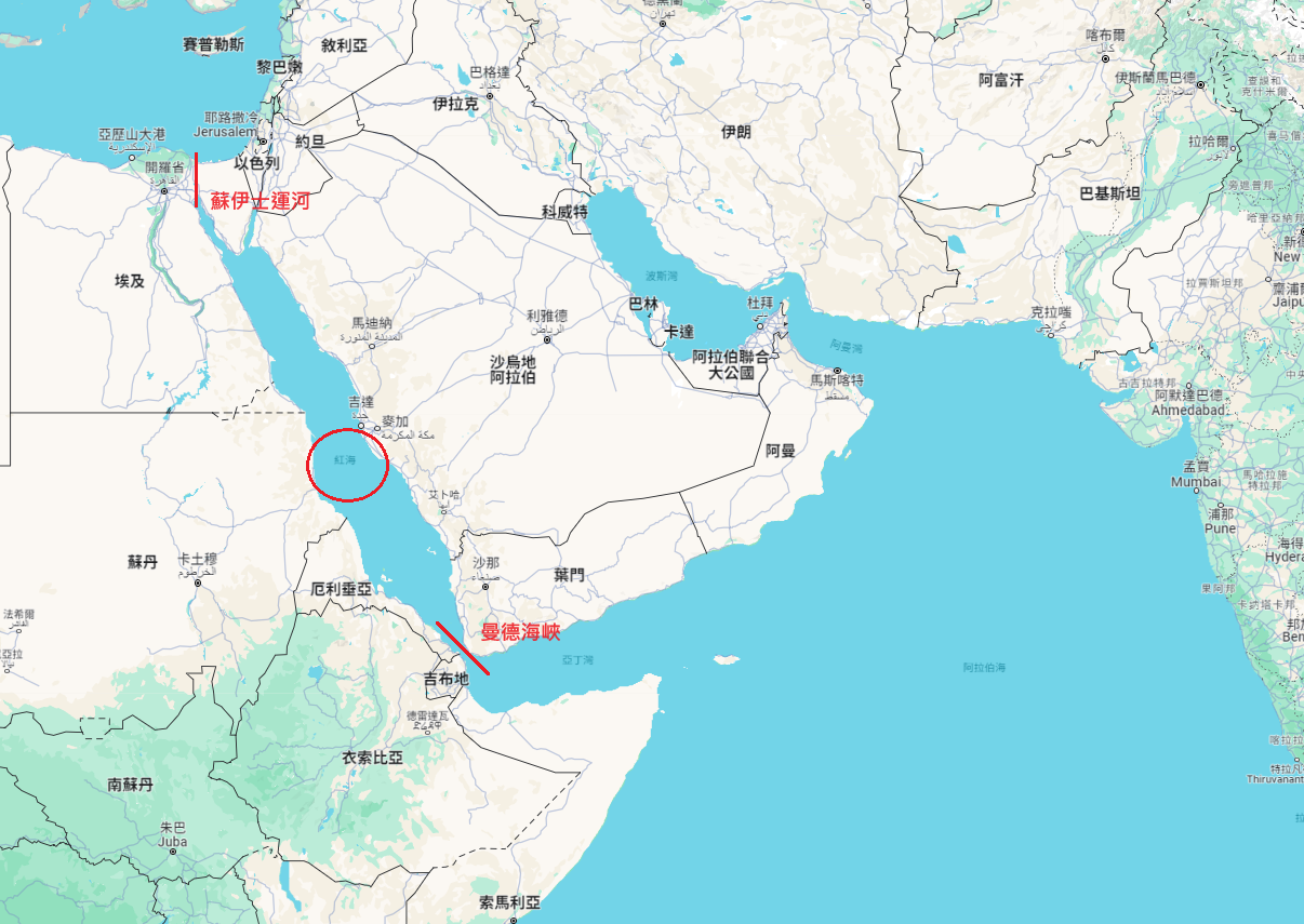 ▲▼曼德海峽是連結紅海與阿拉伯海、印度洋的重要航線。(圖/翻攝自Google Map)