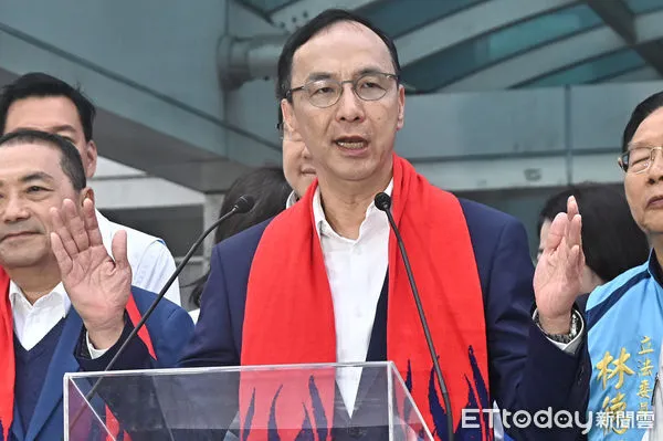 ▲▼朱立倫出席113年國民黨元旦升旗活動。(圖/記者李毓康攝)