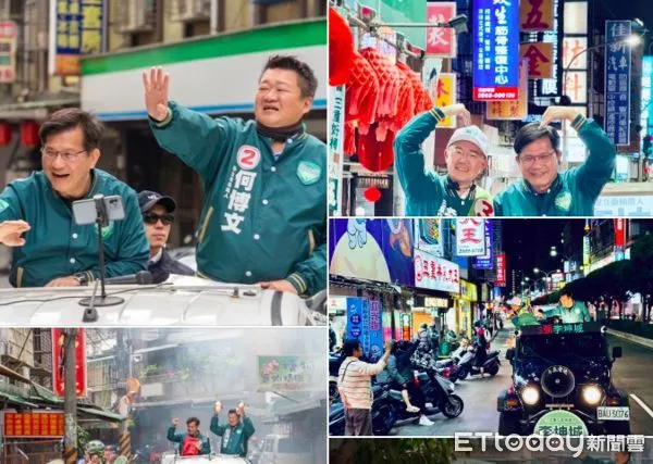 ▲2024總統暨立委大選本周末舉行投票,總統府秘書長林佳龍9日特別前往新北市陪同民進黨兩位立委候選人何博文、李坤城進行車隊掃街拜票。(圖/記者陳弘修翻攝)