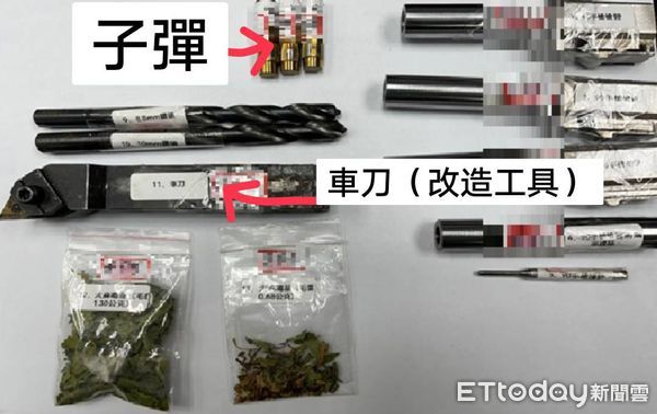 ▲▼台中警方逮捕車床工改造槍枝,不論外觀或殺傷力都不輸制式。(圖/警方提供,下同)