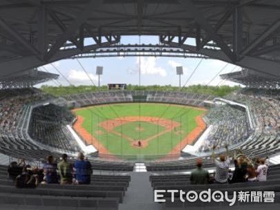 ▲台南亞太國際棒球訓練中心第二期成棒主球場工程，進度已達77％，球場主體雛型已完成。（圖／記者林東良翻攝，下同）