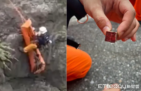 ▲▼搜救大隊用繩索將屍體吊掛上路面。(圖/新城警分局提供,下同)