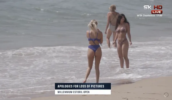 ▲▼艾斯特里網球公開賽(Estoril Open)轉播畫面突然變成海邊的比基尼辣妹。(圖/翻攝自Reddit、X)