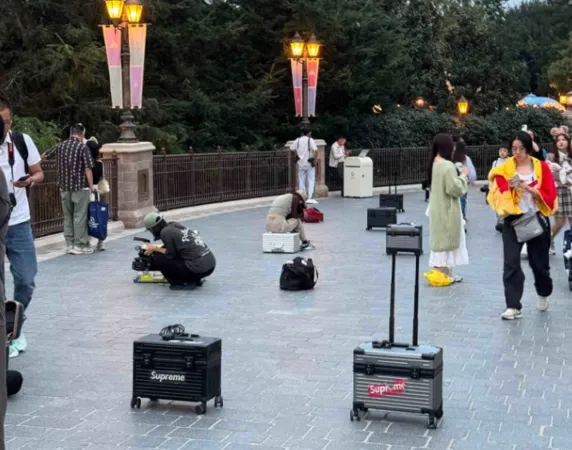 ▲上海迪士尼時常出現一群「商業攝影師」。(圖/翻攝自小紅書)