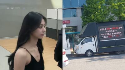 子瑜細肩黑裙低調現身！　台粉抱不平「送3台抗議卡車到JYP娛樂」