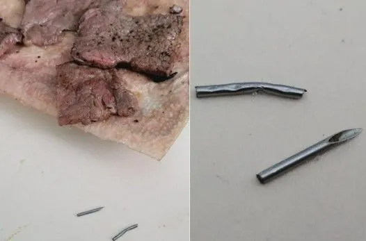 ▲▼南韓一對夫妻買了便宜韓牛回家烤肉吃,卻咬到注射針頭,甚至疑似已經吞下肚。(圖/翻攝自韓網)