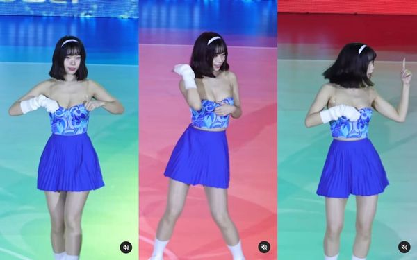 ▲Ruka在舞蹈過程中頻頻拉著衣服,深怕意外走光。(圖/翻攝自Instagram/chi.ll6)