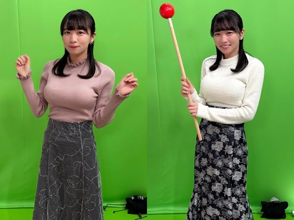 ▲▼正妹主播「包超緊」報氣象 網全分心:地圖被遮住了。(圖/翻攝tsubakinoyuko)