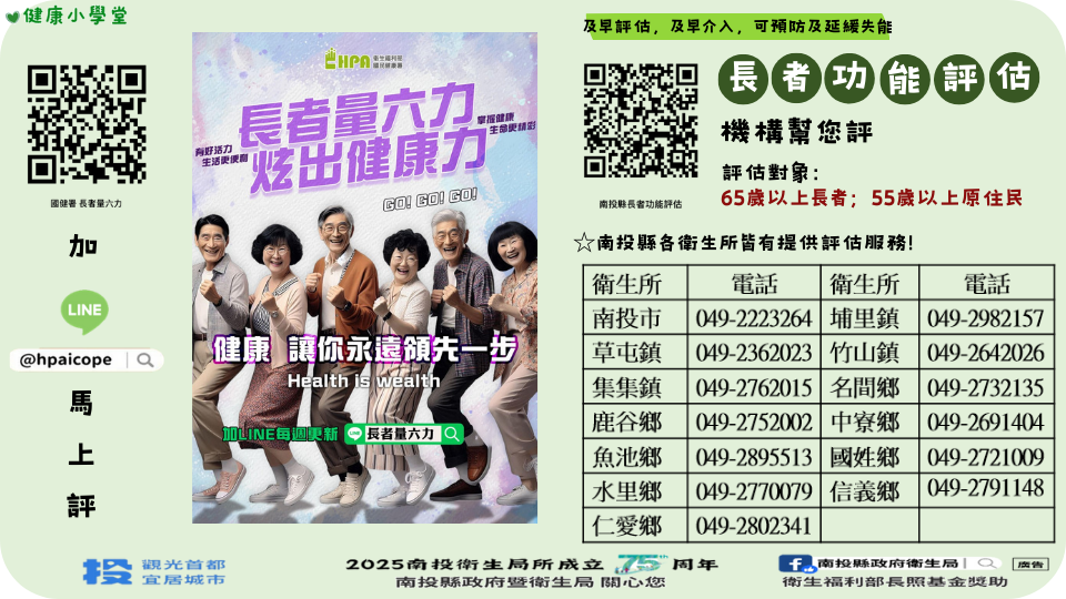 ▲南投縣政府推出「長者量六力」Line官方帳號。(圖/南投縣衛生局提供)