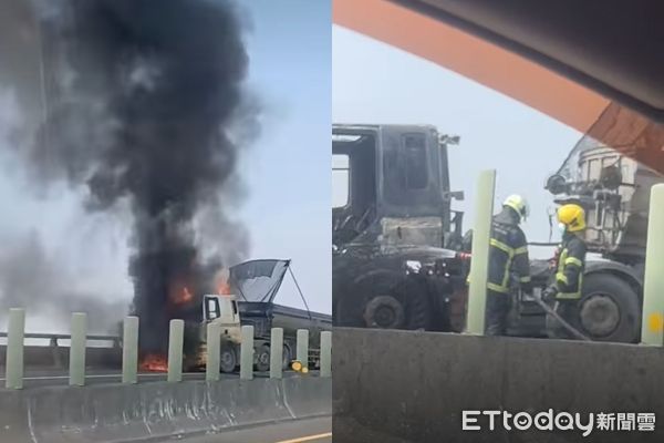 ▲▼台88砂石車火燒車 。(圖/民眾提供)