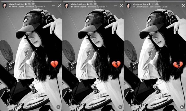▲徐若瑄黑白照上覆著愛心碎裂的動圖。(圖/翻攝自Instagram/vivianhsu.ironv)