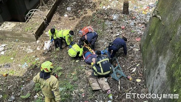 ▲▼ 基隆男子修自家欄杆不慎墜樓,妻子身手救人卻骨折,雙雙送醫 。(圖/記者郭世賢翻攝)