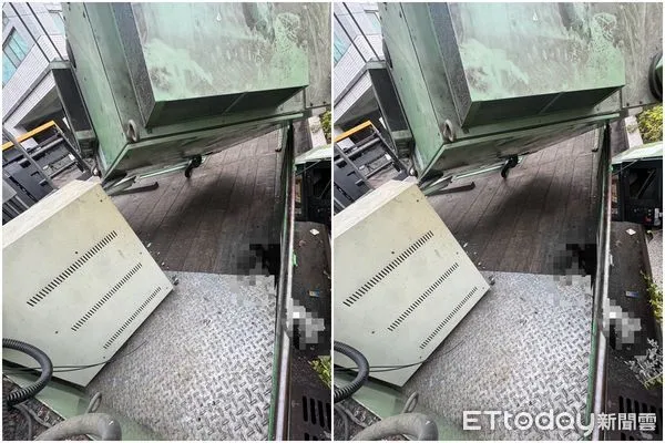 ▲貨車司機遭機台砸中,送醫搶救中。(圖/記者陳以昇翻攝)