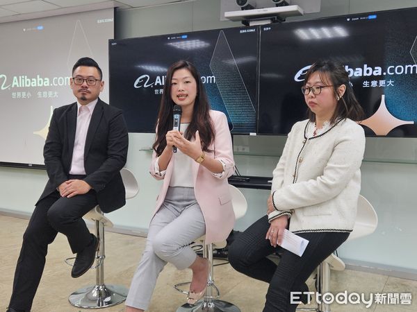 ▲▼廣協有限公司業務經理曾卿豪(左起)、阿里巴巴國際站資深業務協理陳慧君、大琬國際股份有限公司副總經理楊逸伶。(圖/記者陳冠宇攝)