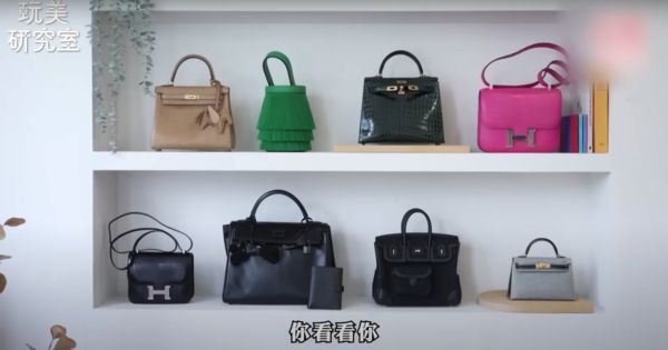 ▲王大陸姊姊曾分享整牆的愛馬仕精品包收藏。(圖/翻攝自YouTube/女人我最大)